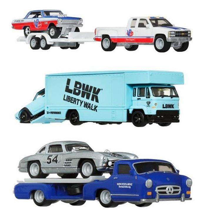 Hot Wheels Car Culture Team Transport Mercedes Benz 300 SL 300SL + Blaues Wunder 1955 Transporter