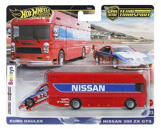 Hot Wheels Car Culture Team Transport 2024 Nissan 300 ZX 300ZX GTS 1994 + Euro Hauler Truck No 75