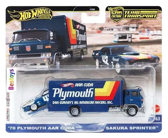 Hot Wheels Hotwheels Car Culture Team Transport Plymouth AAR Cuda 1970 + Sakura Sprinter Truck