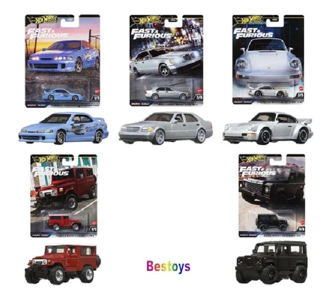 Hot Wheels Set Fast & Furious Mercedes Benz Porsche Land Rover Toyota Land Cruiser Acura