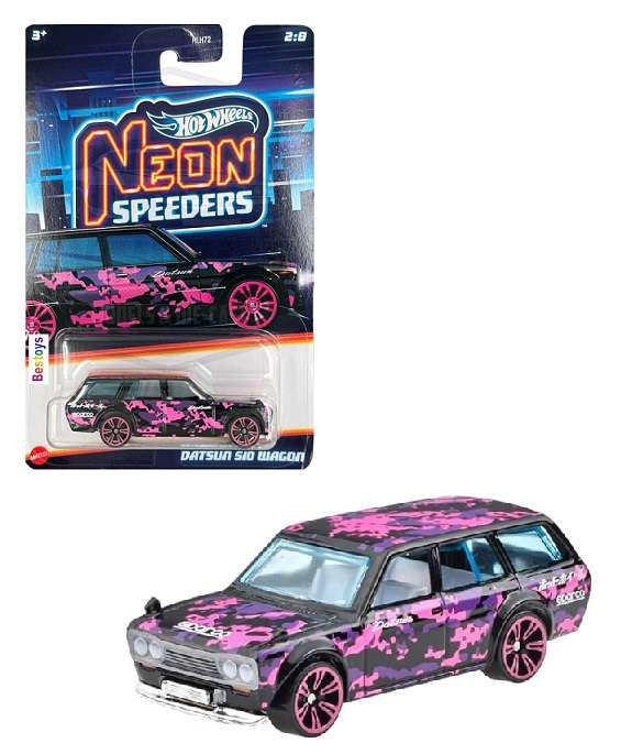 Hotwheels Hot Wheels Diecast Model Car Neon Speeders Datsun 510 Stationwagon 1/64 scale