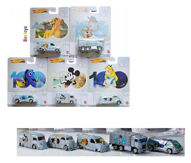 Hot Wheels Pop Culture Disney 100 Years Set Citroen Chevy Hiway Hauler Deco Dream Van