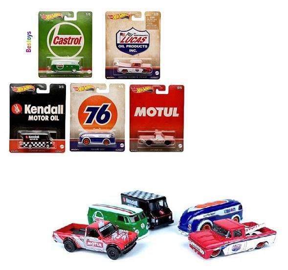 Hot Wheels Premium Set Oils Haulin Gas Tanker VW Kombi Chevy Pickup Datsun 620 Combat Medic