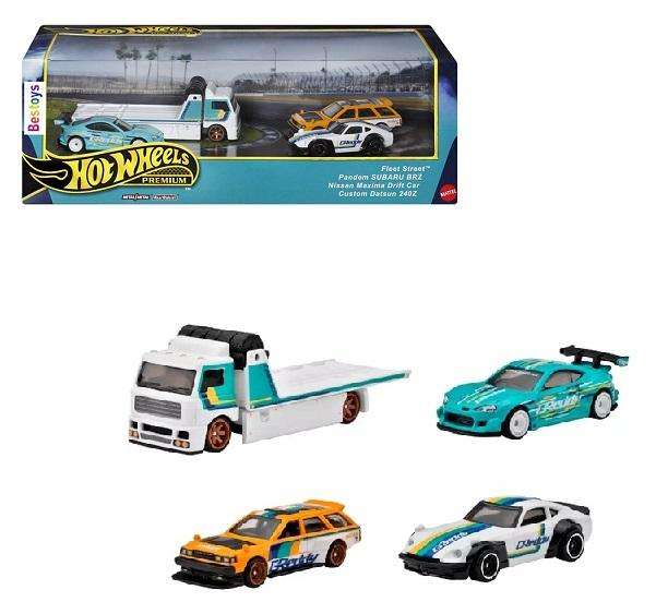 Hot Wheels Premium Set "GReddy" Subaru Pandem BRZ Nissan Maxima Datsun 240Z Fleet Street Truck