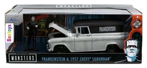 JADA 32191 Hollywood Rides Chevy Chevrolet Suburban 1957 + Frankenstein Figurine 1/24 scale