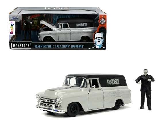 JADA 32191 Hollywood Rides Chevy Chevrolet Suburban 1957 + Frankenstein Figurine 1/24 scale