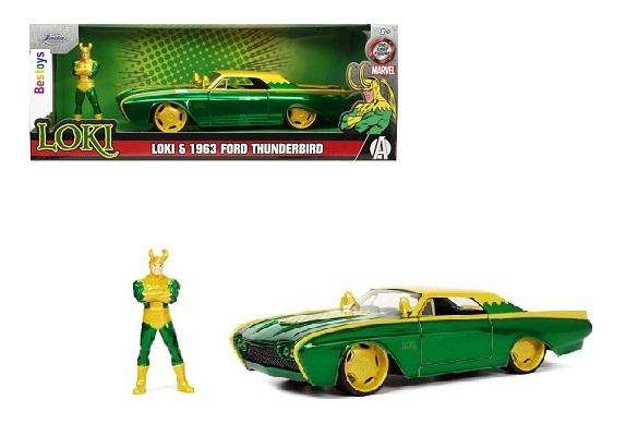 JADA 33357 Marvel Ford Thunderbird 1963 & Loki Figure Figurine