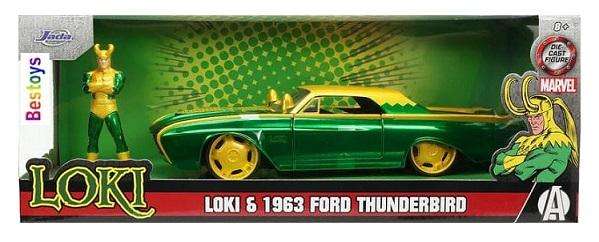 JADA 33357 Marvel Ford Thunderbird 1963 & Loki Figure Figurine