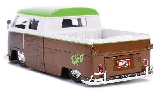 JADA Marvel 31202 VW Volkswagen Pickup Double cab 1963 + Groot Figure Guardians of the Galaxy