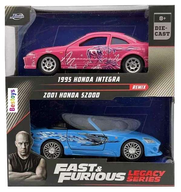 JADA 24103 2 pk Honda Integra 1995 + Honda S 2000 S2000 2001 Fast & Furious 1/32 scale