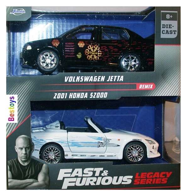 JADA Diecast Model Car 24103 2 pk VW Volkswagen Jetta + Honda S 2000 S2000 2001 Fast & Furious 1/32