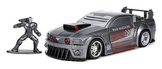 JADA Diecast Model Car 33082 Ford Mustang GT 2006 + War Machine Figurine Marvel Avengers 1/32 scale