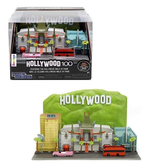 JADA Nano Set 34807 Hollywood 100 Walk of Fame Diorama + 2 diecast models Movie Film TV
