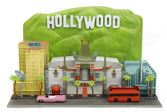 JADA Nano Set 34807 Hollywood 100 Walk of Fame Diorama + 2 diecast models Movie Film TV