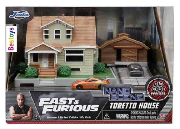 JADA Diecast Model Nano Set 33668 Toretto House + 2 cars Fast & Furious Diorama Movie Film TV