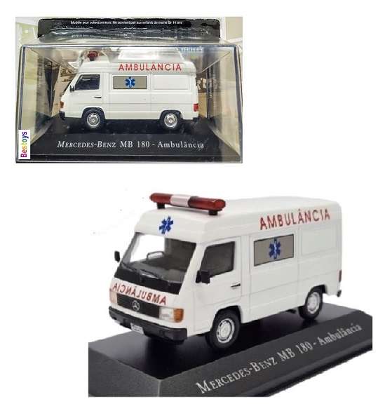 Diecast Model Car Brazilian Service Vehicle Collection Mercedes Benz MB 180 Ambulance 1/43 scale