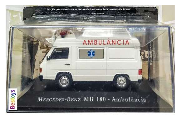 Diecast Model Car Brazilian Service Vehicle Collection Mercedes Benz MB 180 Ambulance 1/43 scale