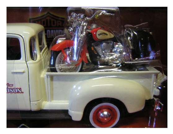 Maisto 32161 Chevy Chevrolet 3100 Pickup 1950 + Harley Davidson FLSTS Heritage Springer 1/24 scale