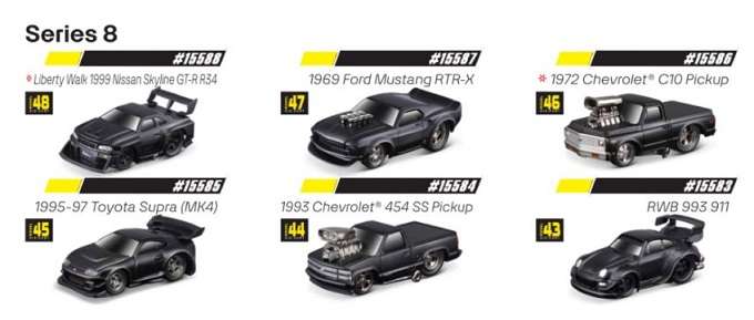 Maisto Muscle Machines Diecast Model Car RWB 993 911 Blackout 1/64 scale