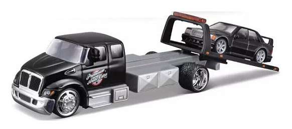 Maisto Design Elite Transport International Durastar Flatbed Recovery Truck + Mercedes Benz 190E '90