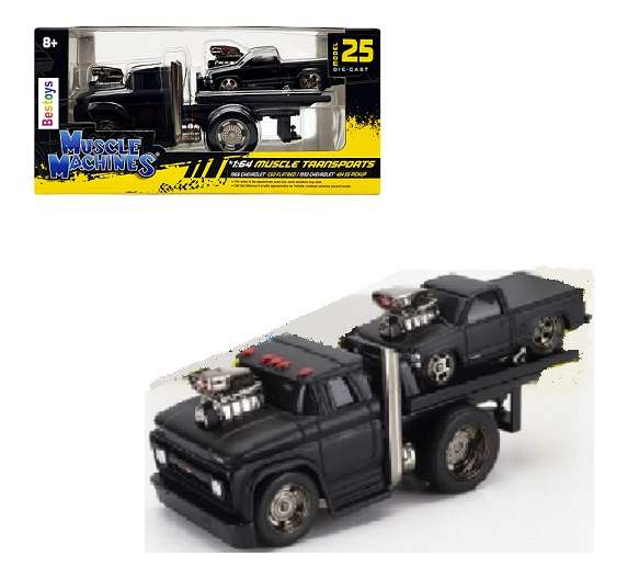Maisto Muscle Machines Transport JDM Flatbed Truck + Chevy 454 SS Pickup 1993