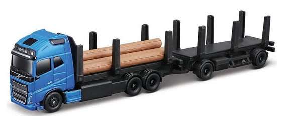Maisto Mini Work Machines Volvo FH 16 FH16 Logging Truck & Trailer 1/87 HO railway scale