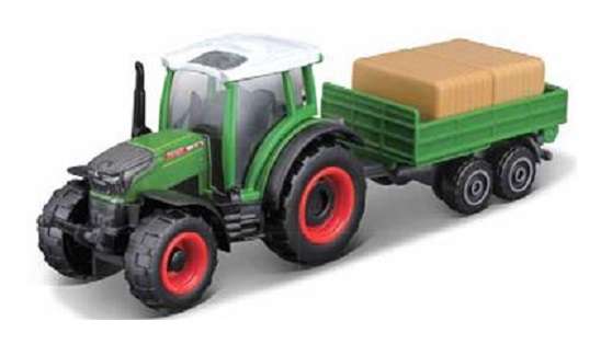 Maisto Mini Work Machines Diecast Model Tractor Fendt 208 + Hay Trailer Farm +- 1/64 scale