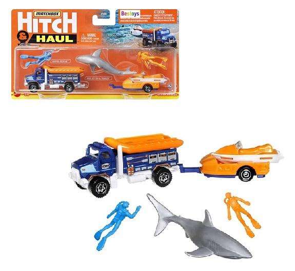Matchbox Hitch & Haul Set MBX Ocean Rescue Rapids Rescue Truck + Jetski + trailer + accessories