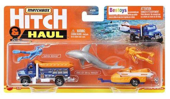 Matchbox Hitch & Haul Set MBX Ocean Rescue Rapids Rescue Truck + Jetski + trailer + accessories