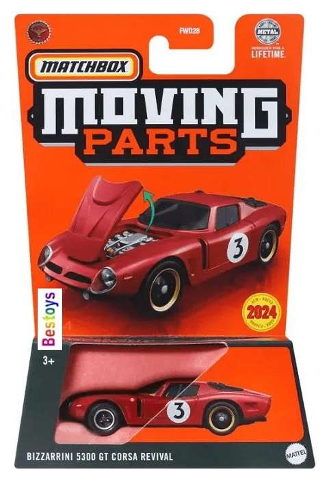 Matchbox Diecast Model Car Moving Parts 2024 Bizzarrini 5300 GT Corsa Revival No 3 1/64 scale