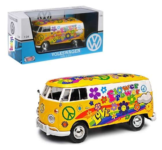 Motormax Motor Max 79575 VW Volkswagen Kombi T 1 T1 Panelvan Delivery Van "Flower Power" 1/24 scale