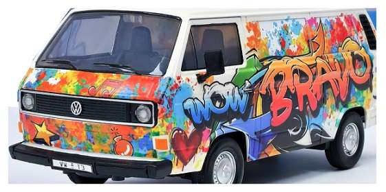 Motormax Motor Max 79599 VW Volkswagen Kombi T 3 T3 Transporter Panelvan "Bravo" Graffiti 1/24 scale