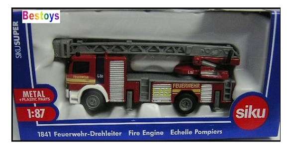SIKU Diecast Model 1841 Mercedes Benz Extending Ladder Fire Truck Engine 1/87 HO railway scale