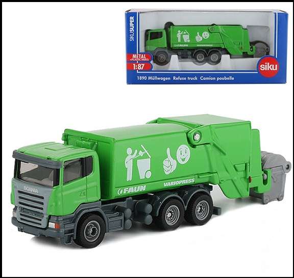 Siku Diecast Model 1890 Scania Faun Refuse Rubbish Truck 1/87 HO Railway scale