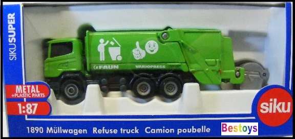 Siku Diecast Model 1890 Scania Faun Refuse Rubbish Truck 1/87 HO Railway scale
