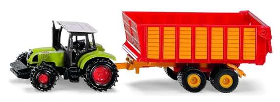 SIKU Diecast Model 1650 Class 597 ATX Tractor + Silage Trailer