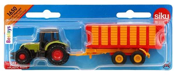 SIKU Diecast Model 1650 Class 597 ATX Tractor + Silage Trailer