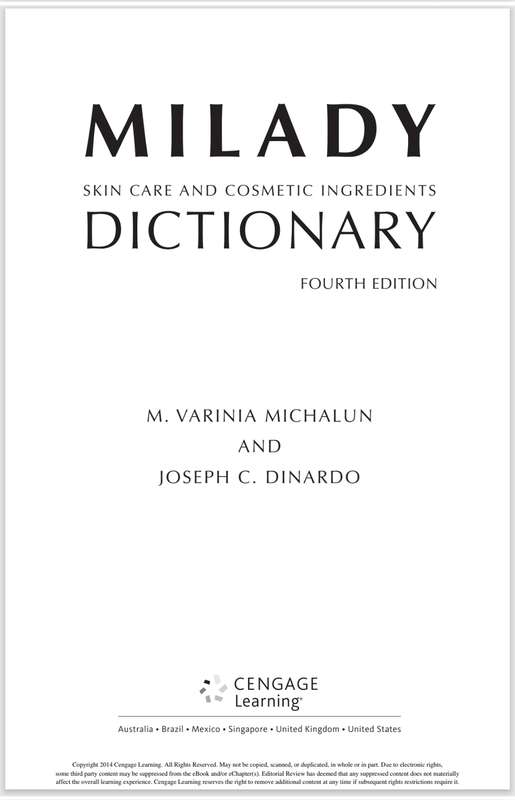 Milady Skincare and Cosmetic Ingredients Dictionary 4th Edition PDF EBOOK