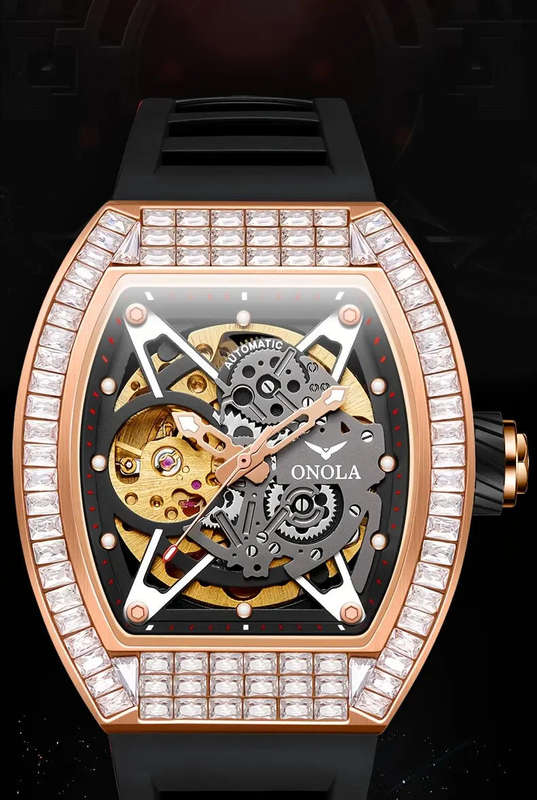 ONOLA Skeleton Mechanical Watch with Barrel Design (Richard Mille Homage)