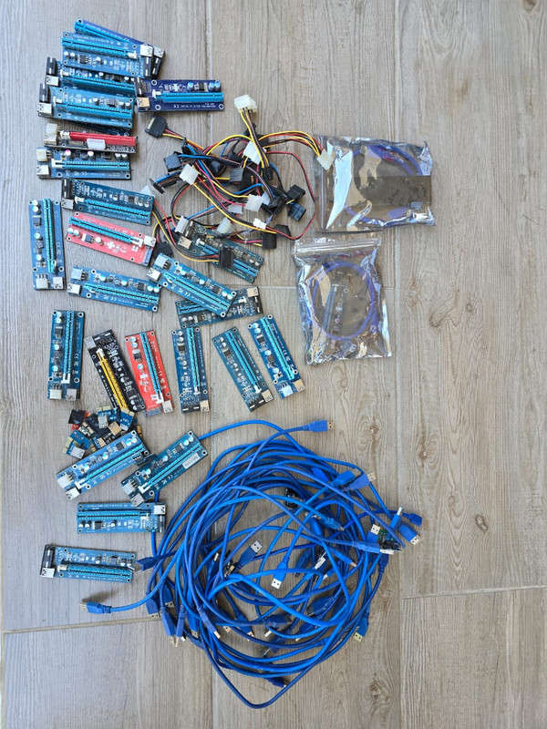 Lot of Extender Riser Cards Adapters with USB Cables
