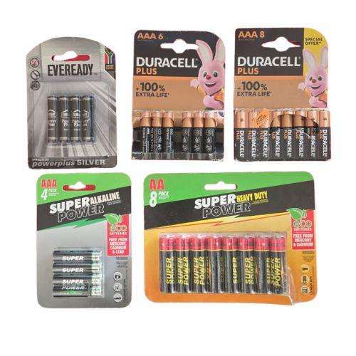 AAA & AA Battery Combo Bundle  Duracell, Eveready & Super Power (Mix Pack)