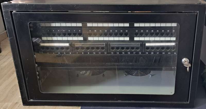 Network Cabinet includes 3 X 24 port patch panels