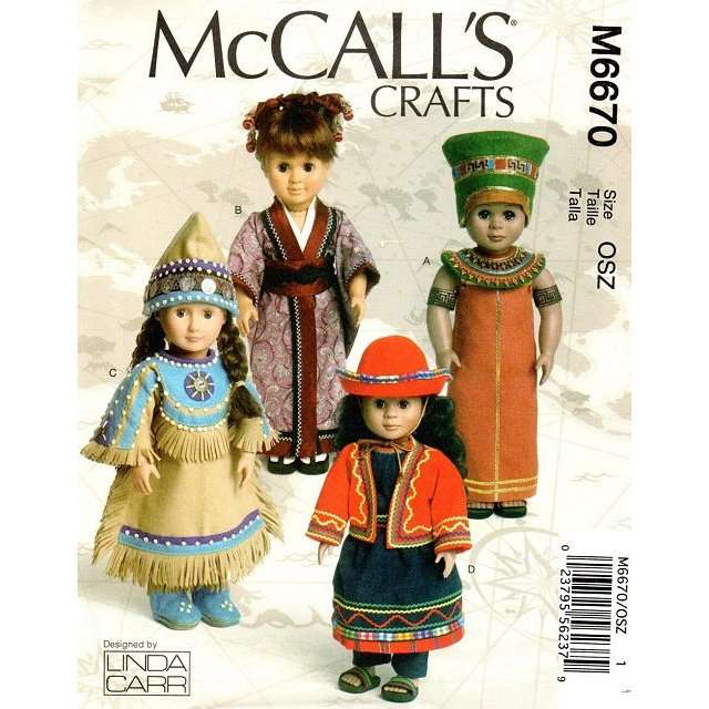 McCalls Crafts M6670 - International Costumes for 18 inch Dolls - Sewing Pattern