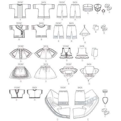 McCalls Crafts - M6855 - International Costumes for 18 inch Dolls - Sewing Pattern