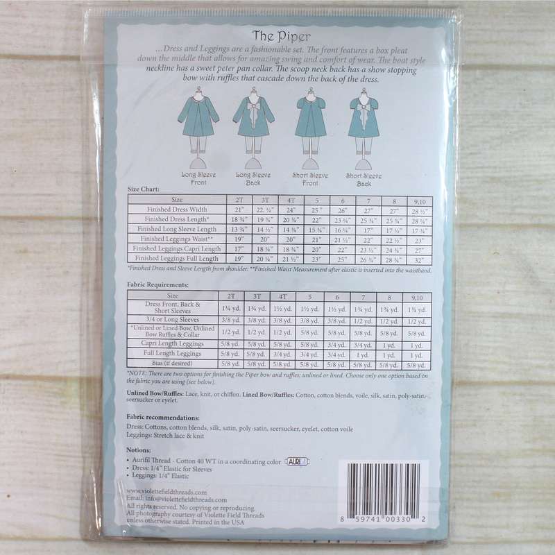 Violette Field Threads - Girl Size The Piper Dress and Ruffled Leggings - Sewing Pattern