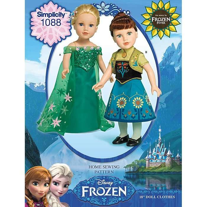 Simplicity 1088 - Disney Frozen Fever Dresses for 18 inch Dolls - Our Generation - Sewing Pattern