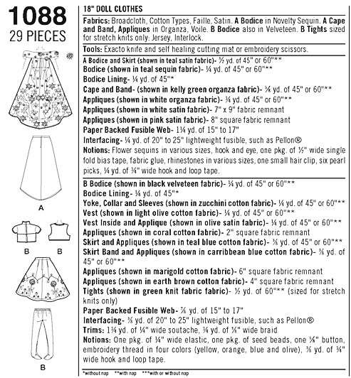 Simplicity 1088 - Disney Frozen Fever Dresses for 18 inch Dolls - Our Generation - Sewing Pattern