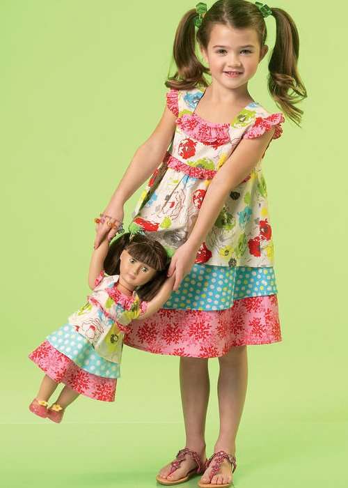 McCalls M7109 CDD (Size 2-3-4-5) - Ruffle Dress for Girls and 18 inch Dolls - Sewing Pattern