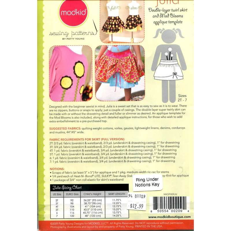 Modkid - Julia Ruffle Skirt for Girls - Sewing Pattern