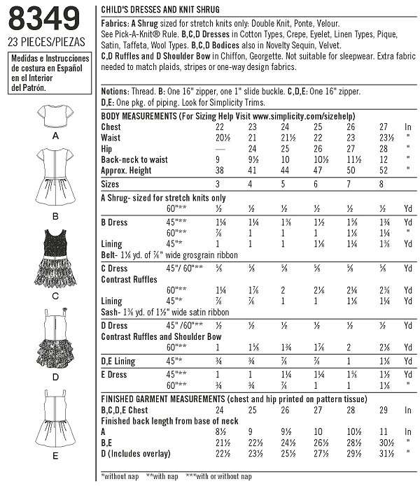 Simplicity 8349 - American Girl Brand - Girls Party Dresses - Sewing Pattern